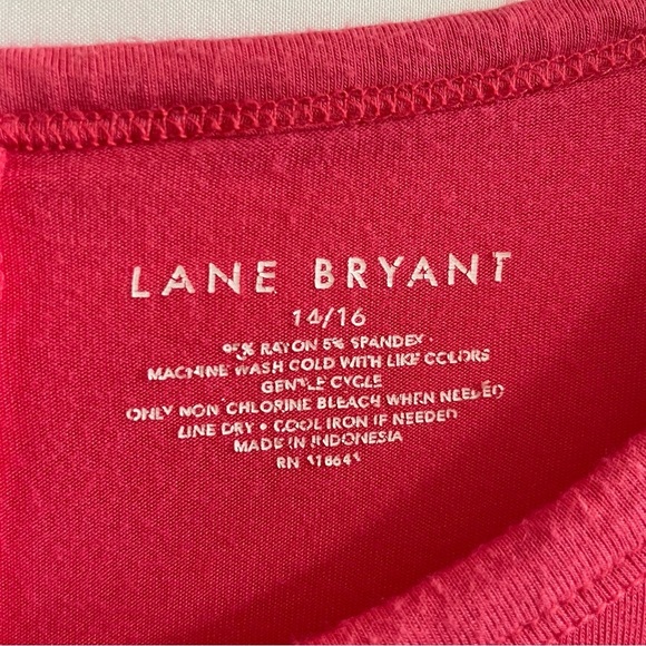Lane Bryant Coral 14/16 Relaxed Long-Sleeve Crew-Neck Tee - Picture 2 of 3